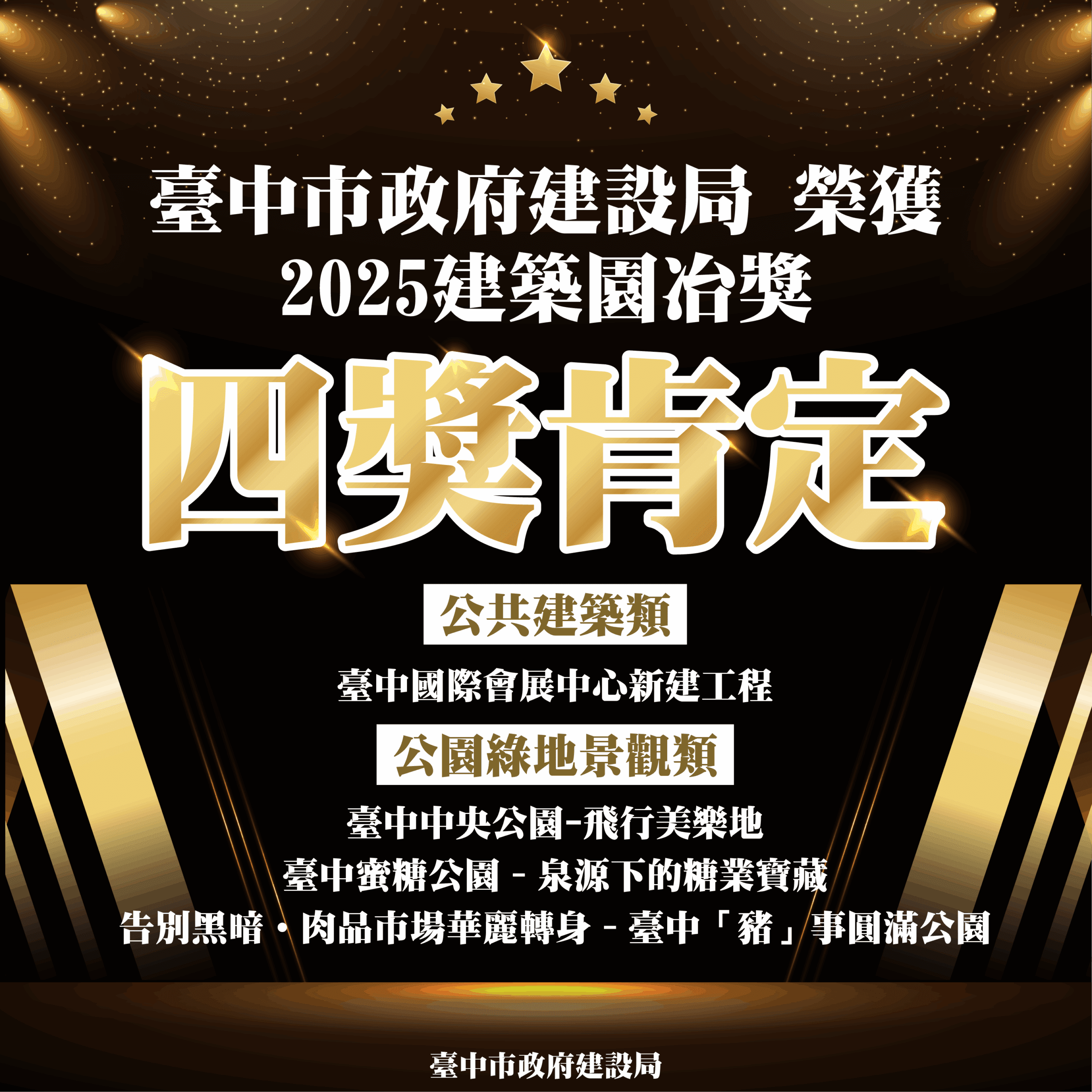 城市美學再創巔峰! 中市建設局奪建築園冶獎4項大獎肯定 城市美學再創巔峰! 中市建設局奪建築園冶獎4項大獎肯定