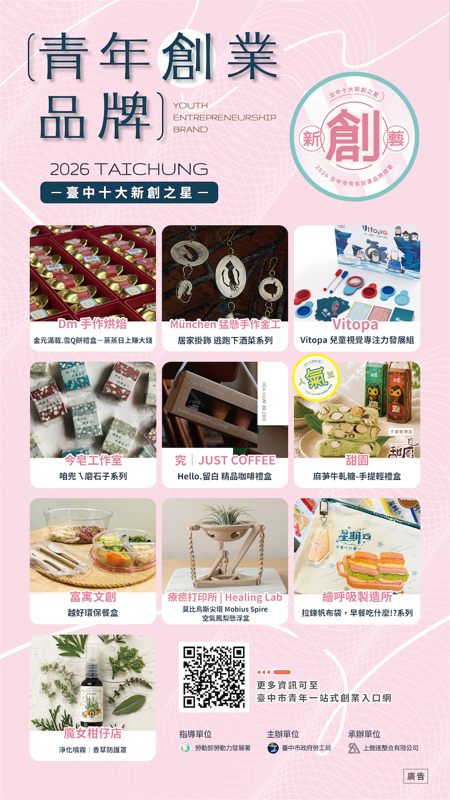 20家青創品牌脫穎而出！　台中十大新創之星10/18草悟道亮相
