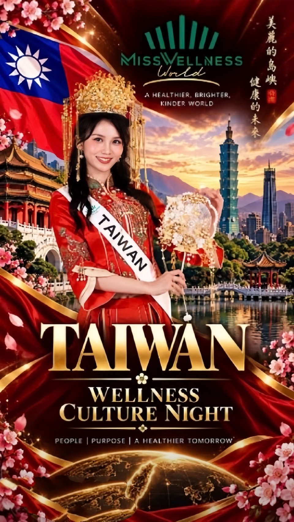 《青花瓷》伴舞曼谷世界健康小姐文化之夜舞台　台灣佳麗陳姿羽古風變裝水袖舞吸晴成亮點