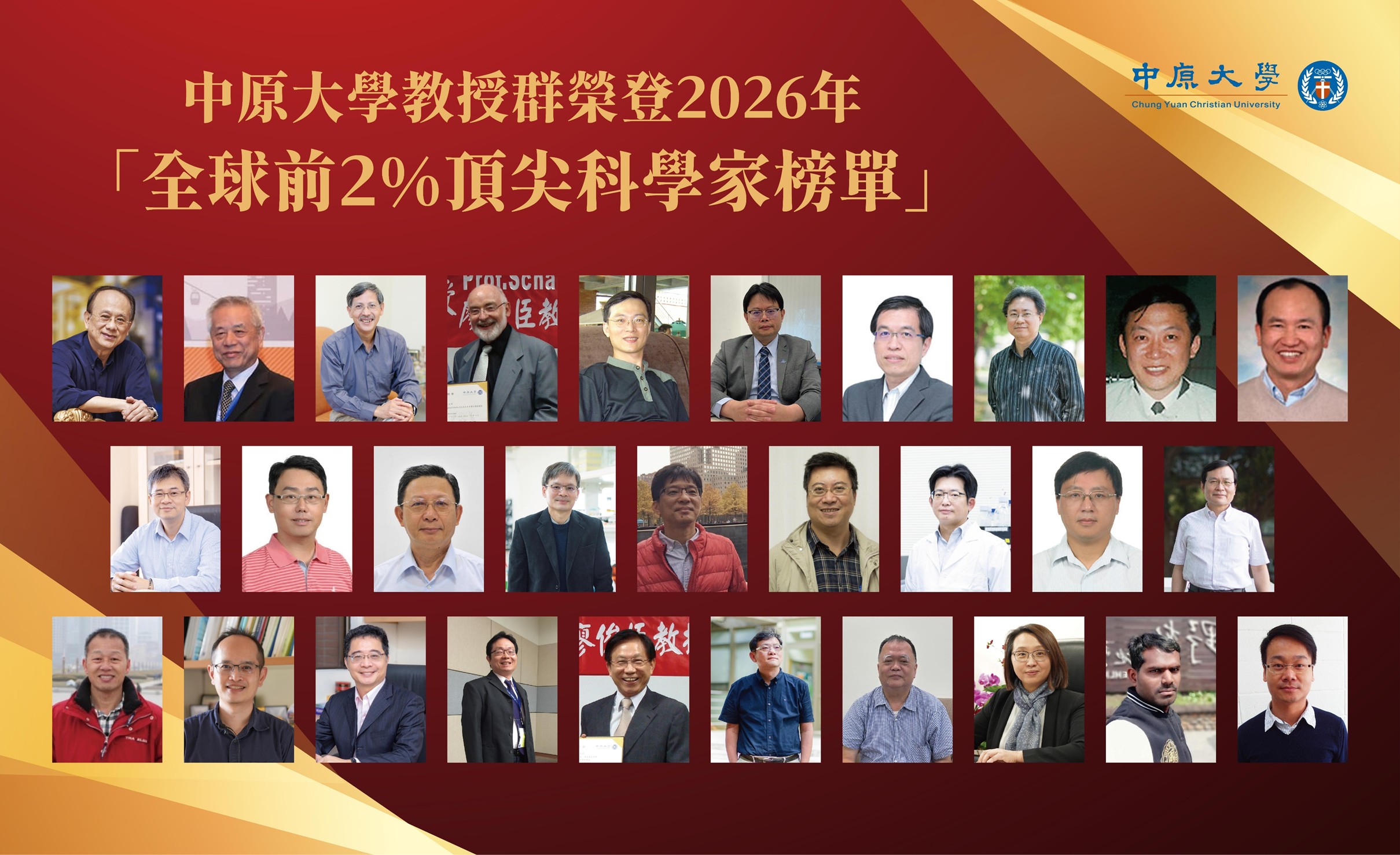 中原大學31位教授獲選全球前2%頂尖科學家　創歷年新高