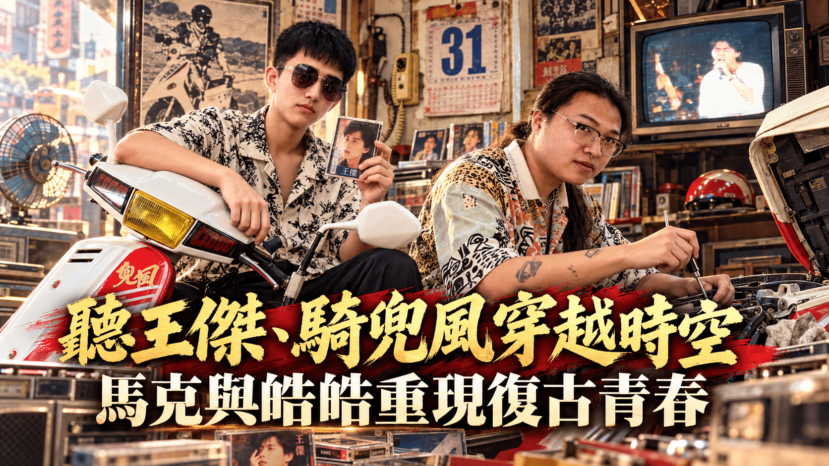 聽王傑、騎兜風-穿越時空　馬克與皓皓重現復古青春