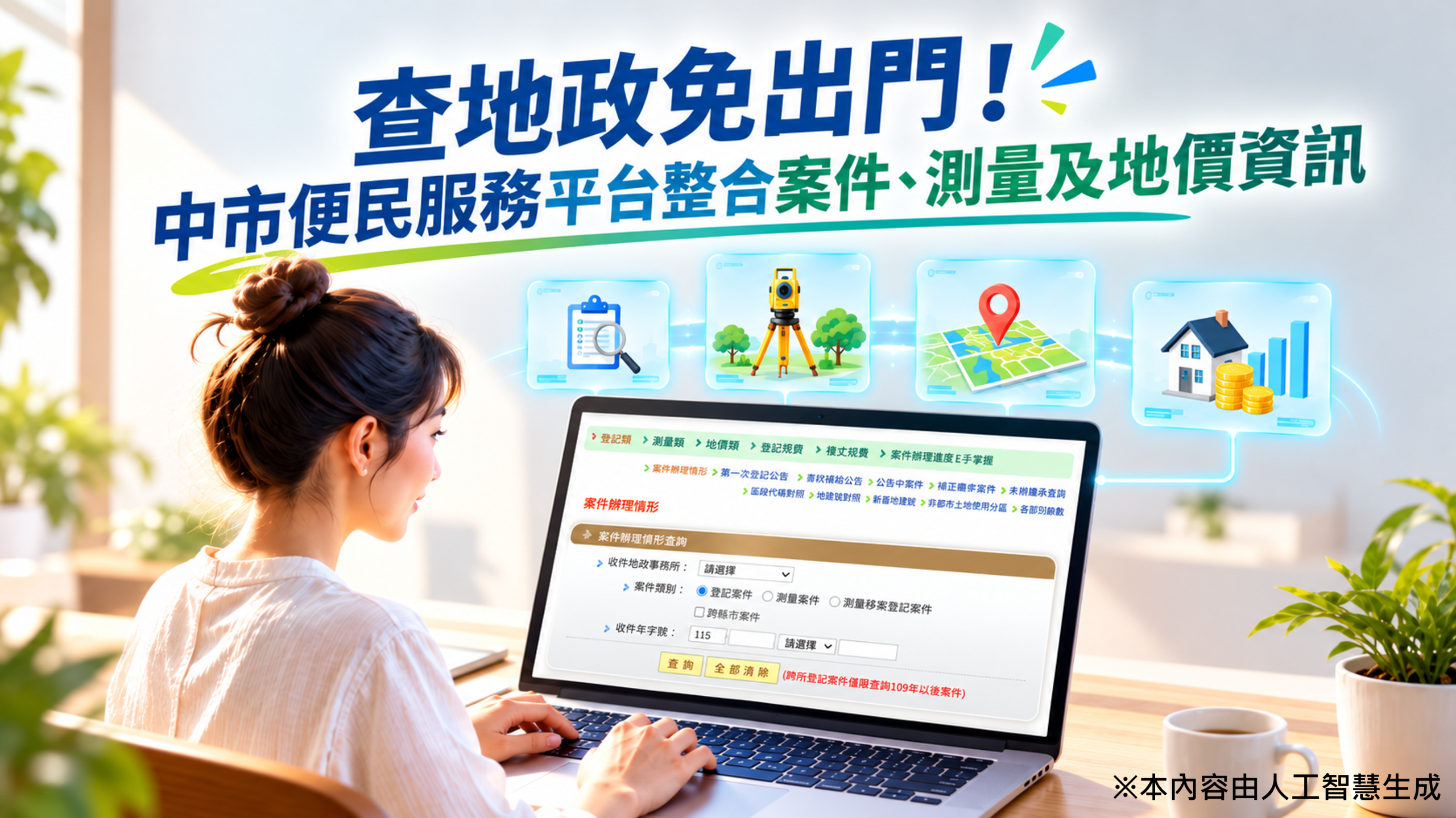 地政資訊線上查！　中市便民服務平台整合案件、測量及地價查詢