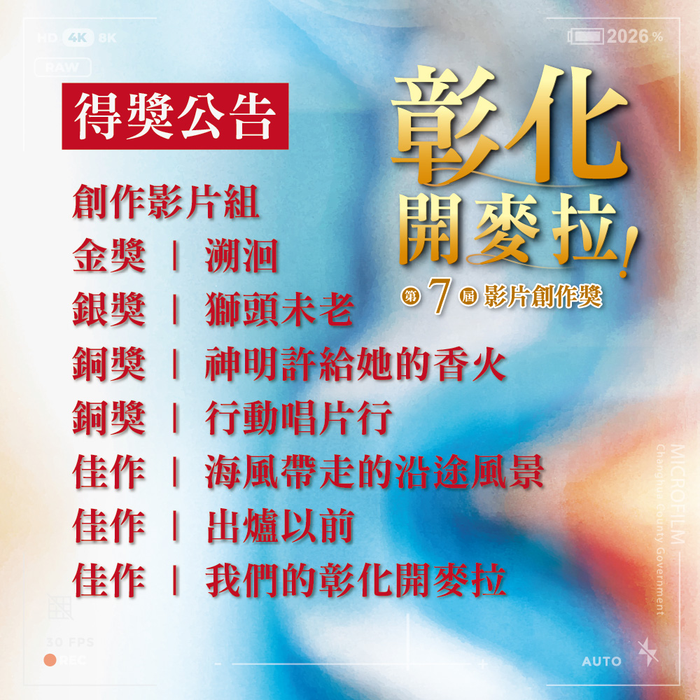 「彰化，開麥拉！」第7屆影片創作獎得獎揭曉　展現彰化精彩