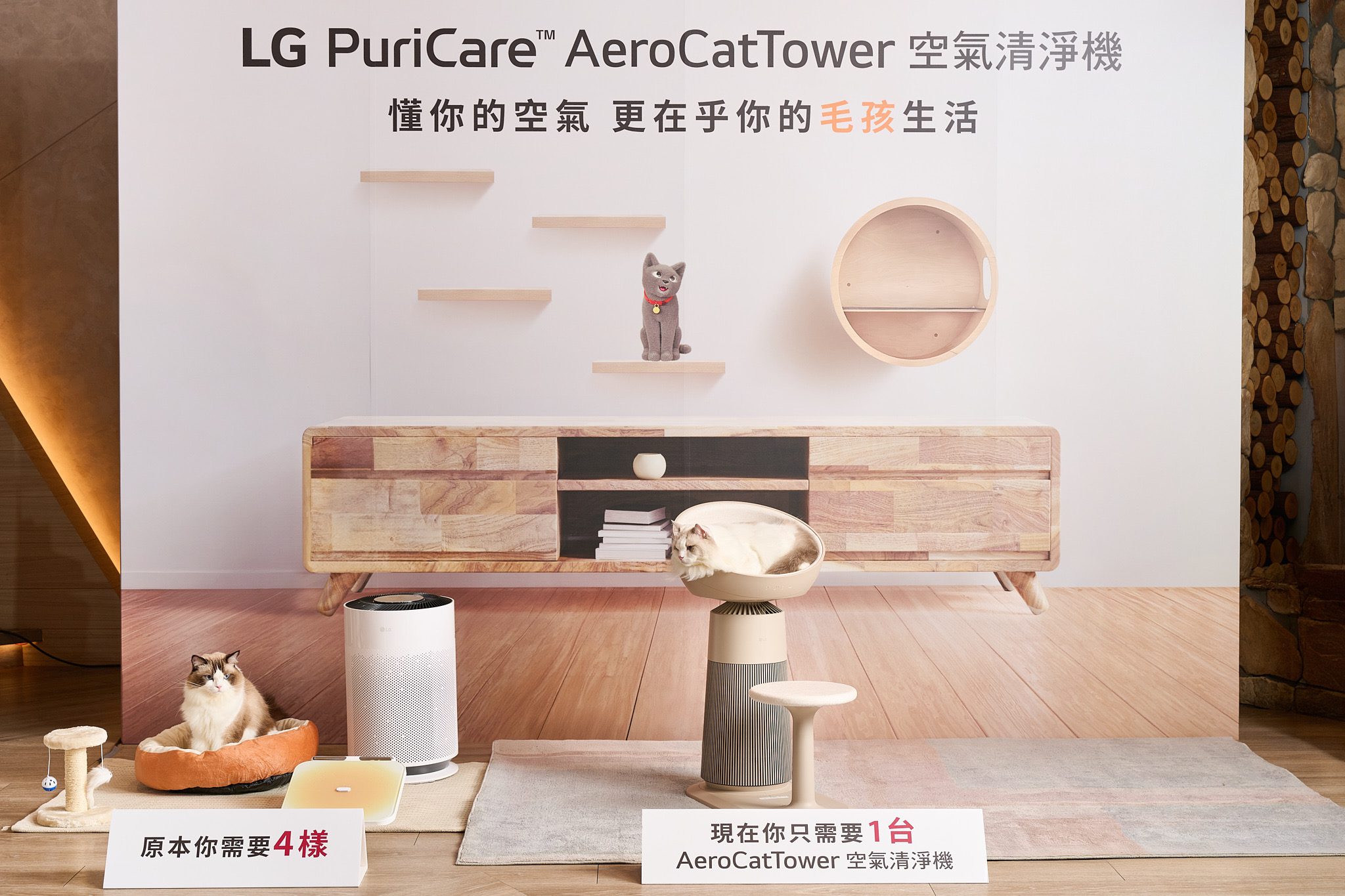 LG再奪空氣清淨機、變頻除濕機銷售冠軍！「AeroCatTower」寵物友善新風潮