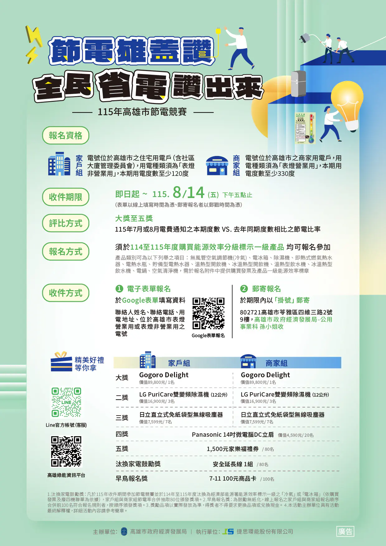 首獎Gogoro等你騎回家 經發局廣邀市民朋友參與 高雄市節電競賽 首獎Gogoro等你騎回家 經發局廣邀市民朋友參與 高雄市節電競賽