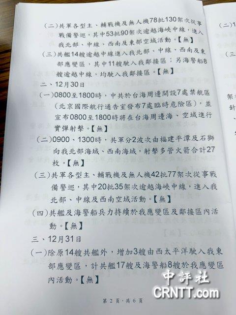 國防部記者會簡報每段皆標“無”　藍委嗆好笑