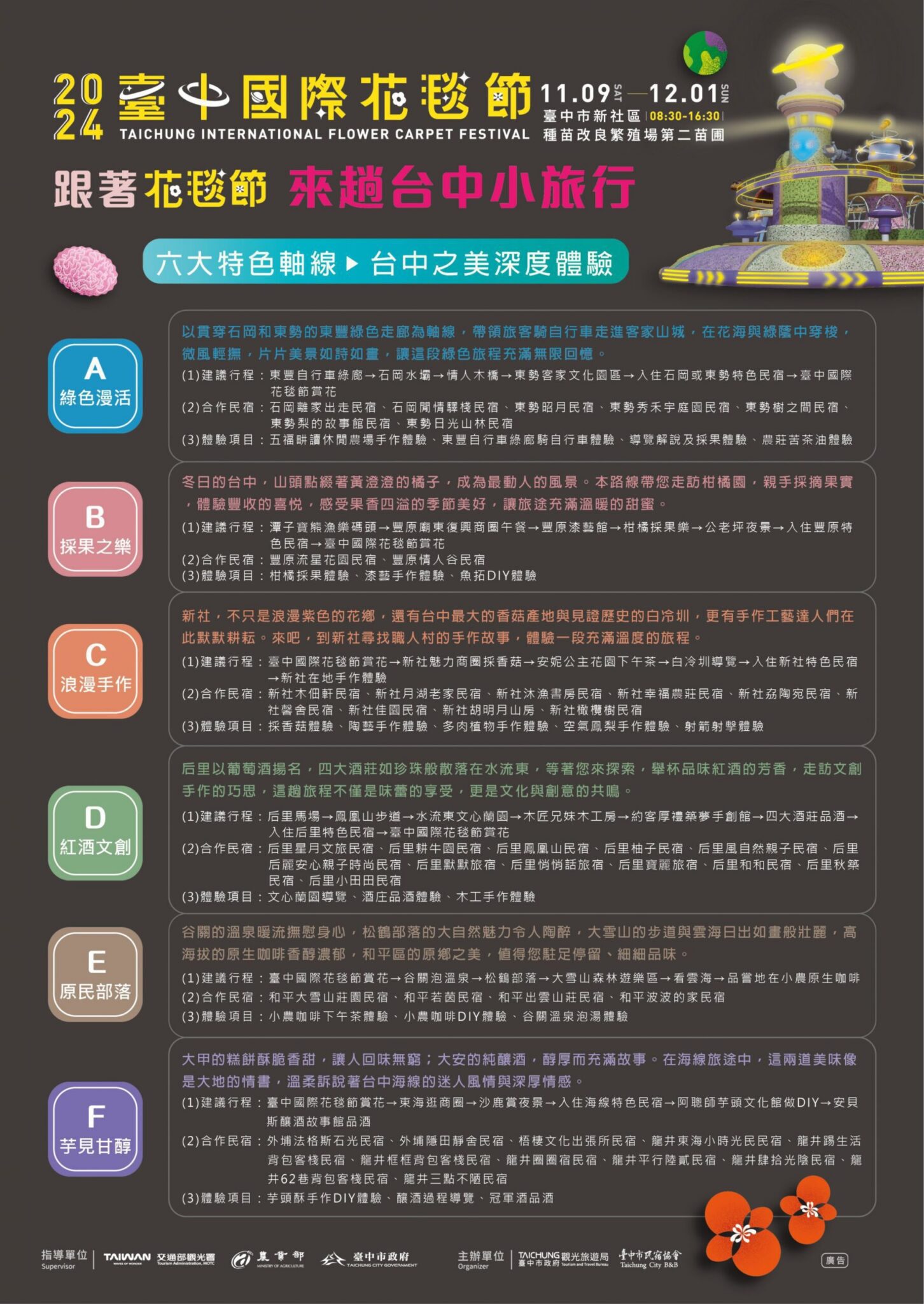 逛花海悠遊台中 中市觀旅局:推六大遊程、首選「金質好客民宿」 逛花海悠遊台中 中市觀旅局:推六大遊程、首選「金質好客民宿」