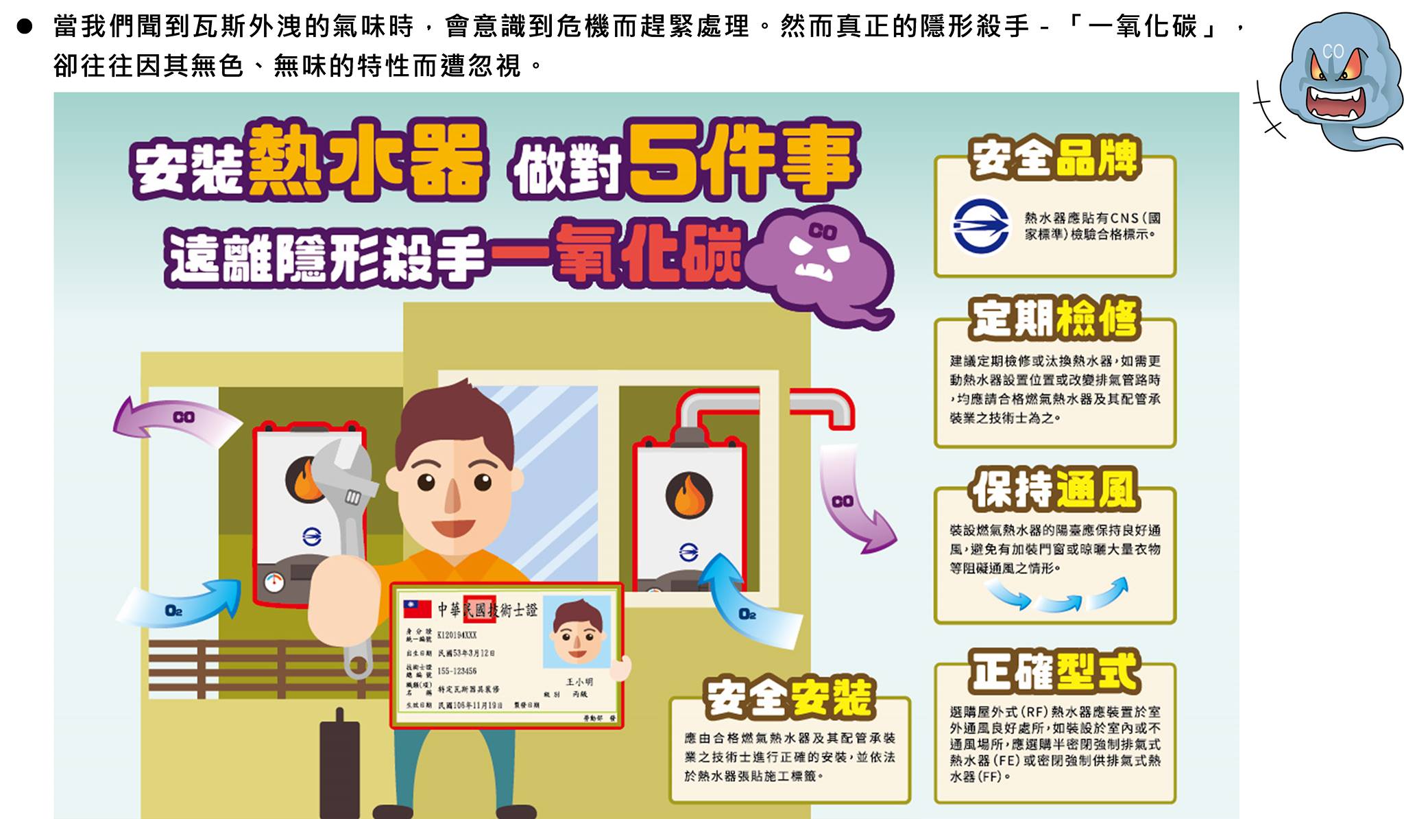 正確安裝熱水器　安全生活無憂　嘉義市熱水器補助專案即日開跑