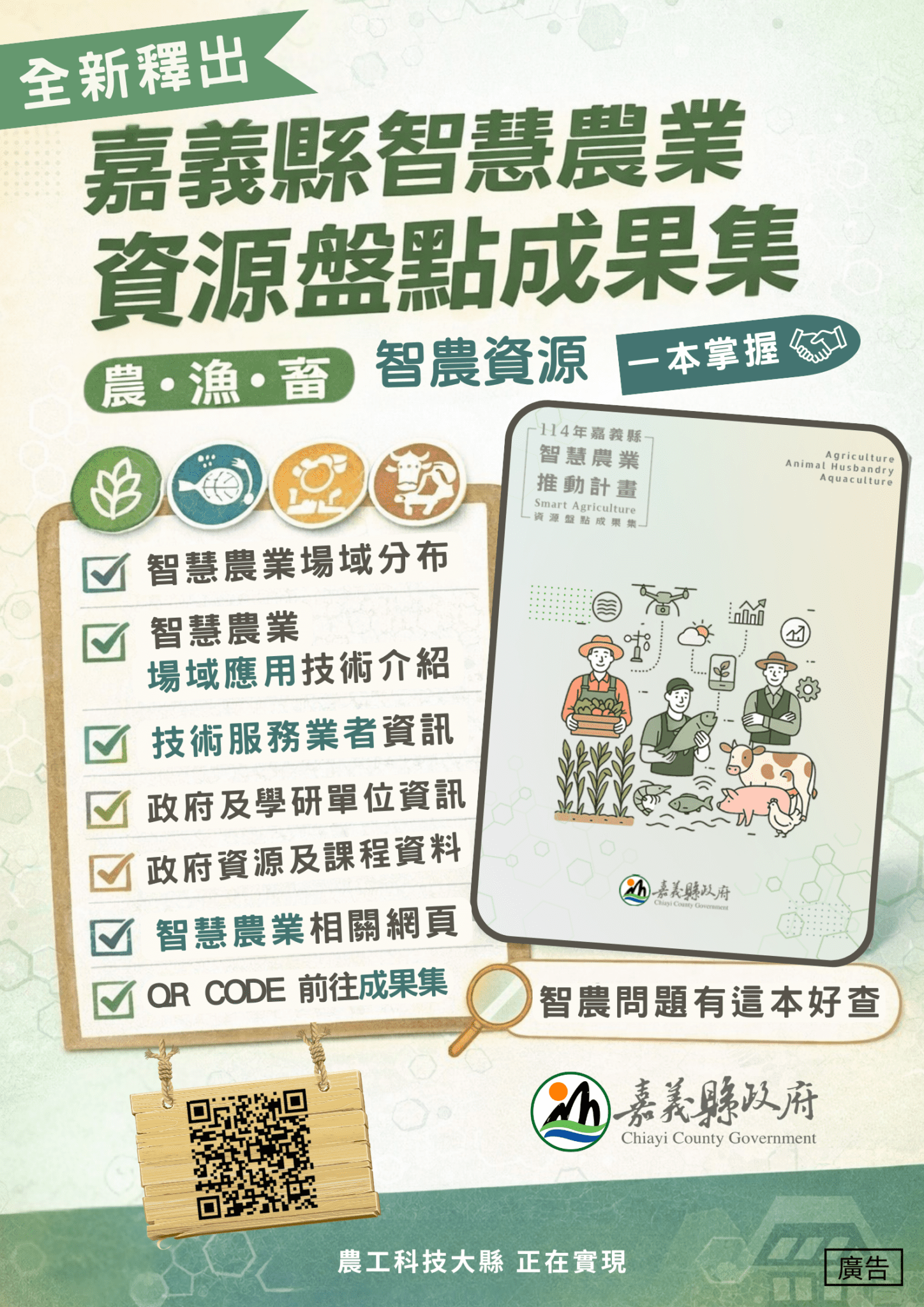 嘉義縣政府出版智慧農業資源盤點成果集 六大面向一次掌握智農關鍵資訊