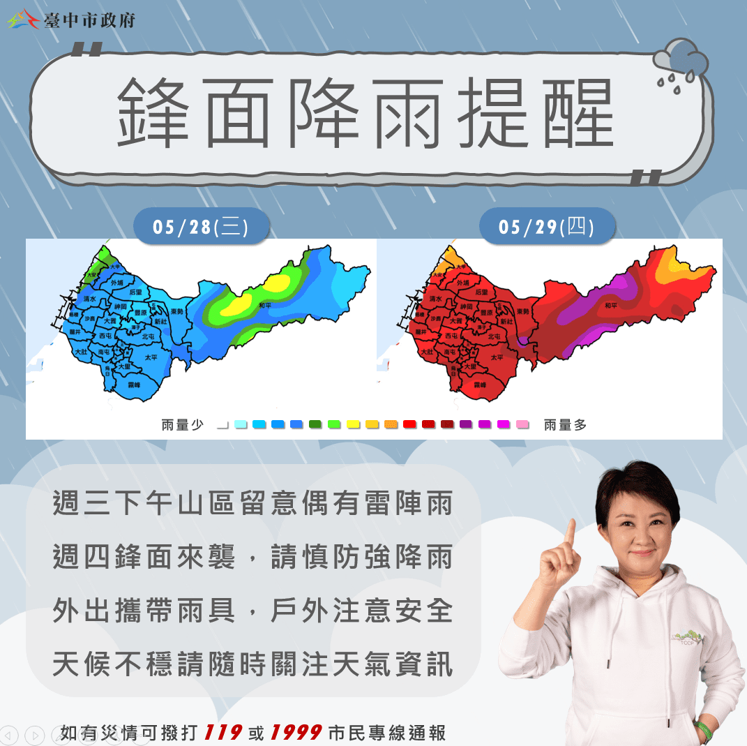 注意！鋒面逼近　台中今晚啟動防汛應變24小時守護家園