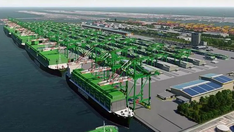 高雄港第七貨櫃中心為全台首座遠端自動化碼頭，可供2.4萬TEU貨櫃船靠泊。