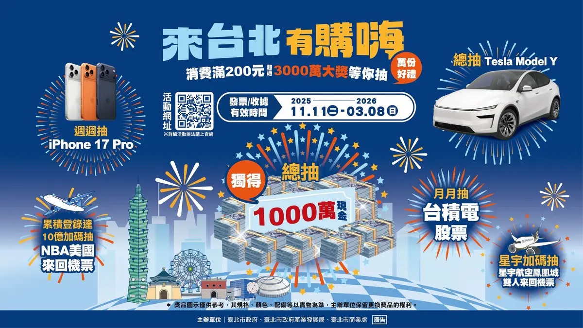 年節走春再拚大獎 「來台北有購嗨」消費抽千萬獎金