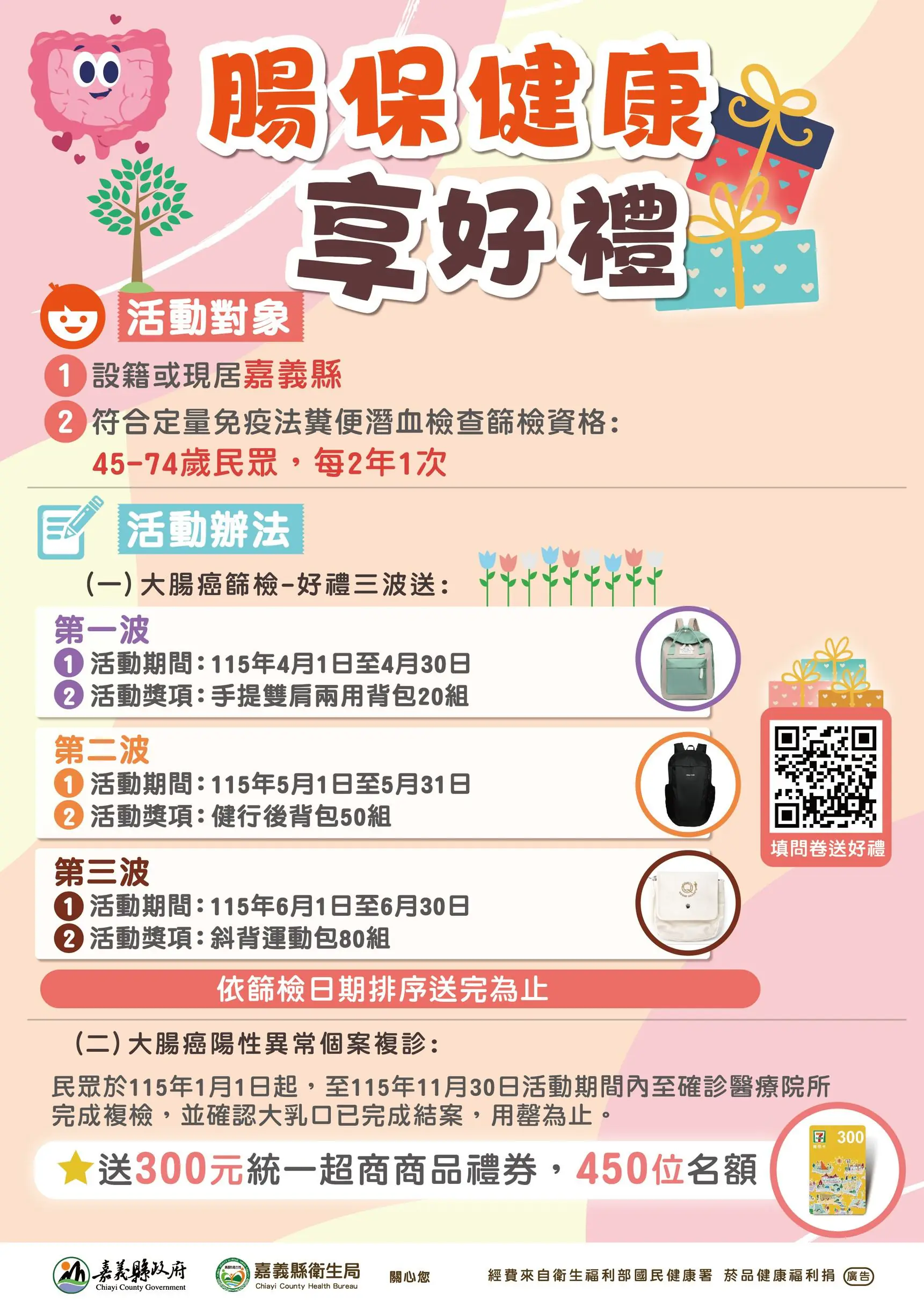 嘉縣「腸保健康 享好禮」活動開跑　做篩檢拿好禮