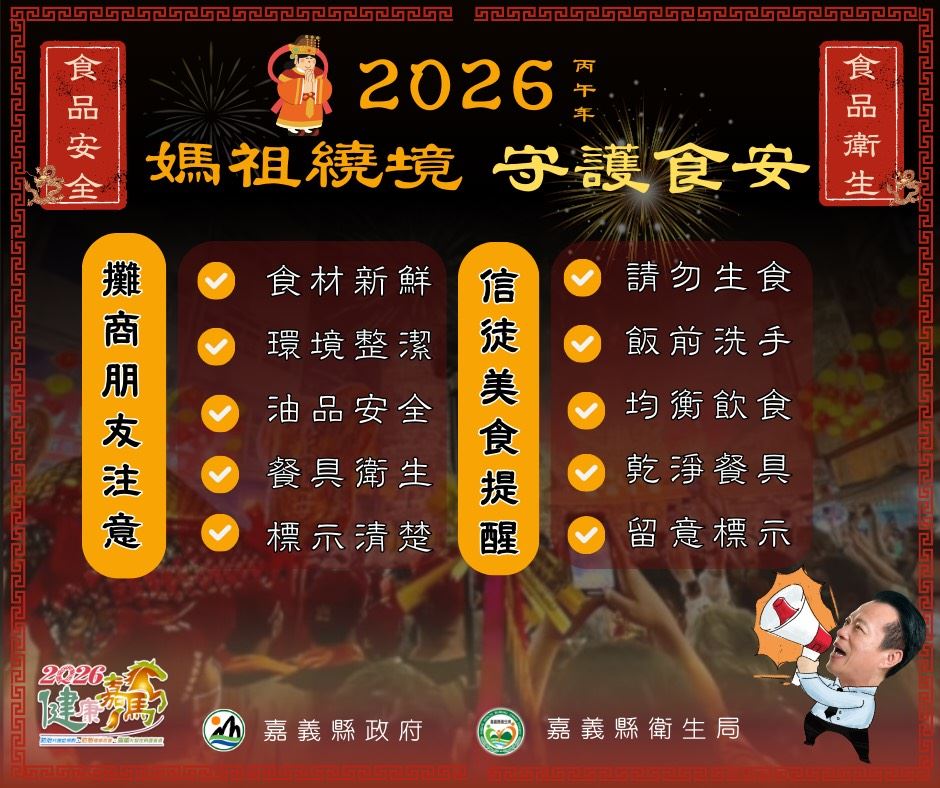大甲媽遶境進駐新港　嘉縣守護食安啟動稽查