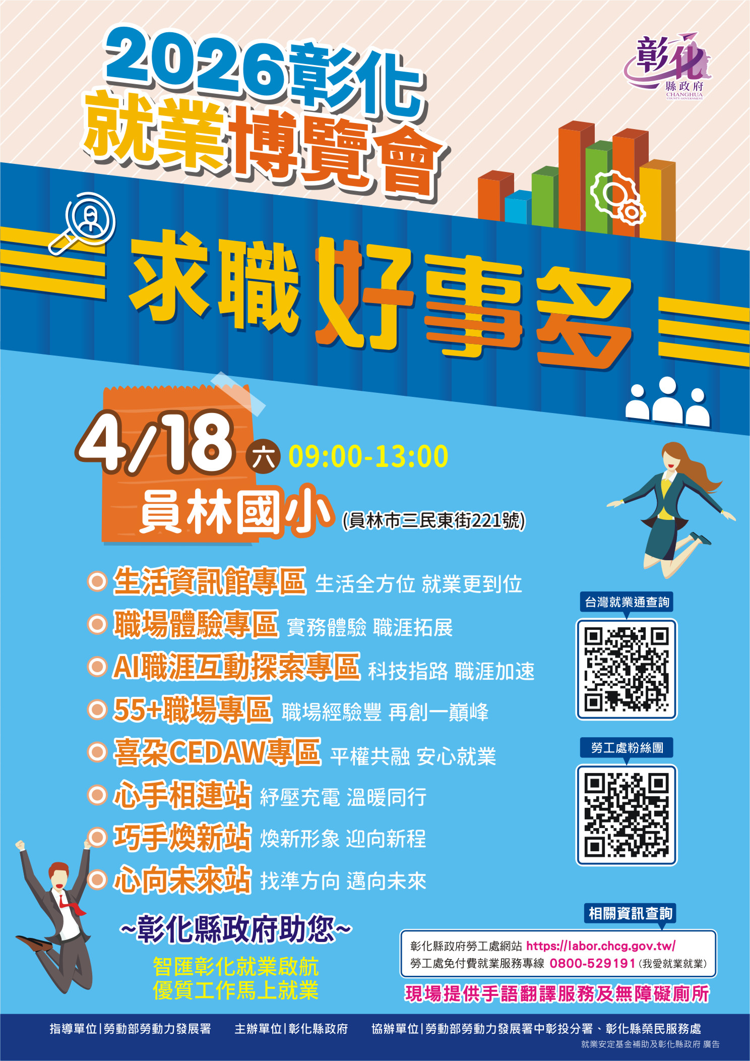 彰化縣2026「求職好事多」第2場大型就業博覽會4月18日登場　36家企業釋出近千職缺