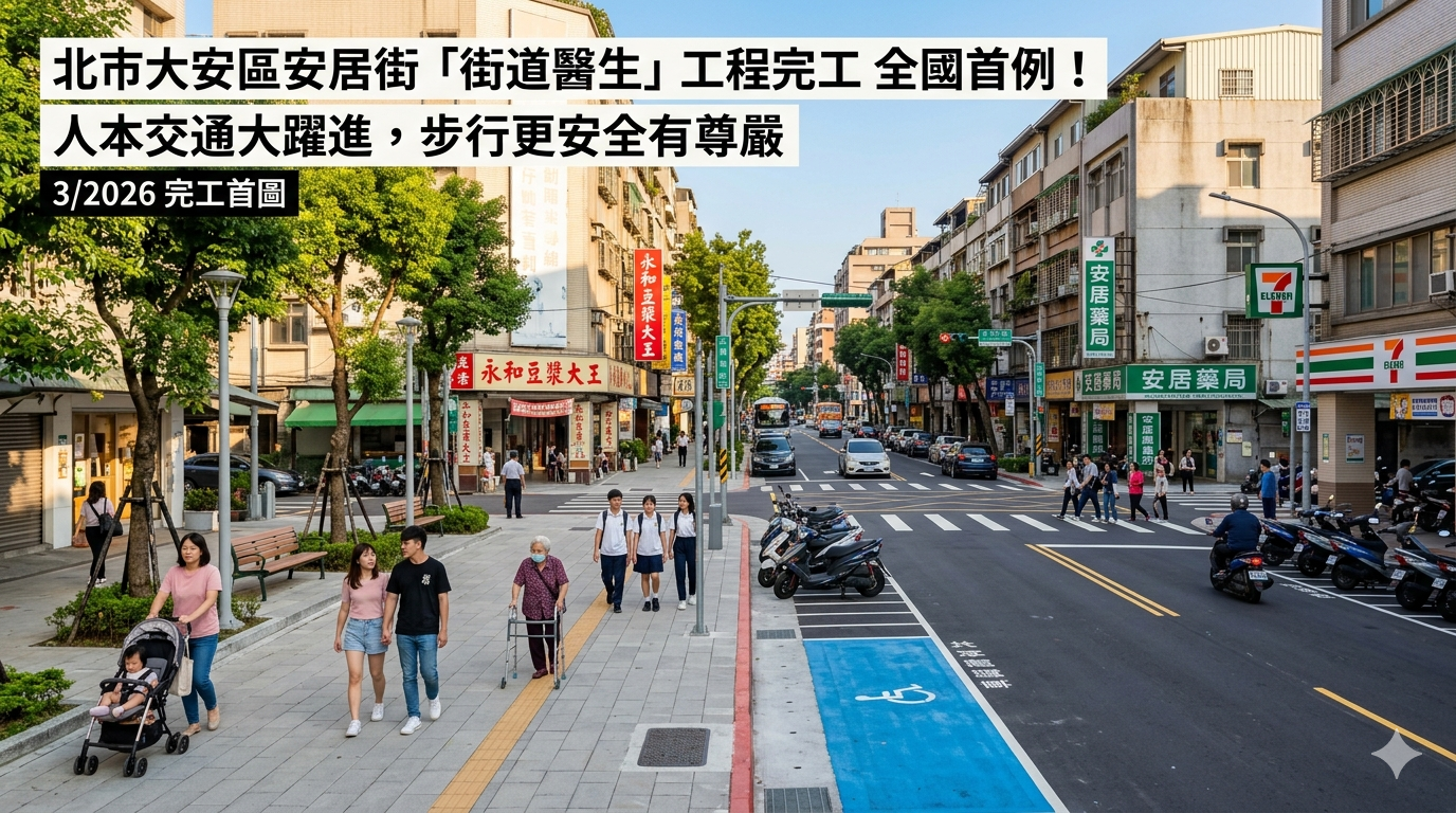 北市安居街人行空間改造完工　全國首件「街道醫生」案例亮相