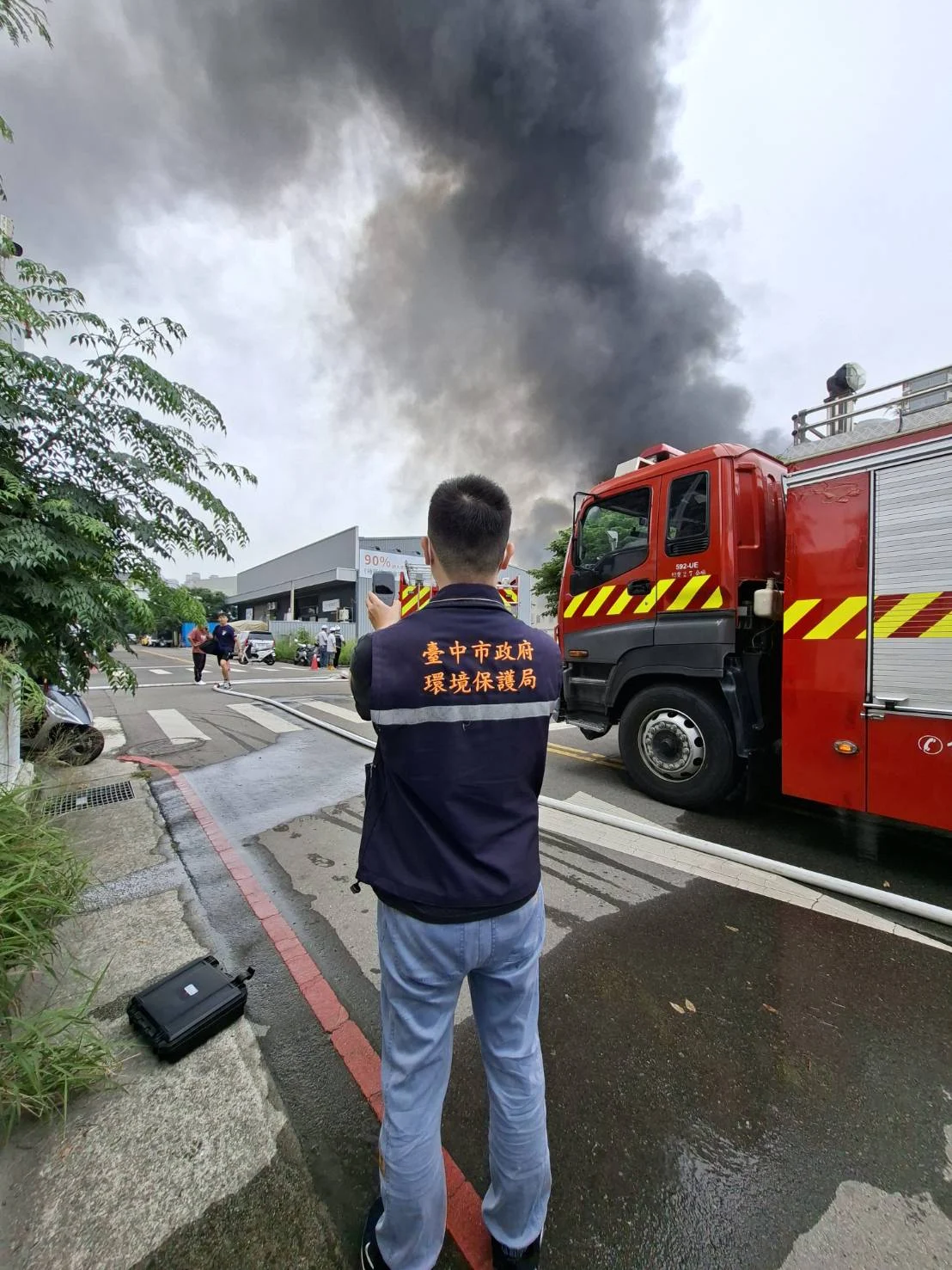 北屯工地火警影響空品　中市府監測下風處PM2.5達56籲民眾加強防護