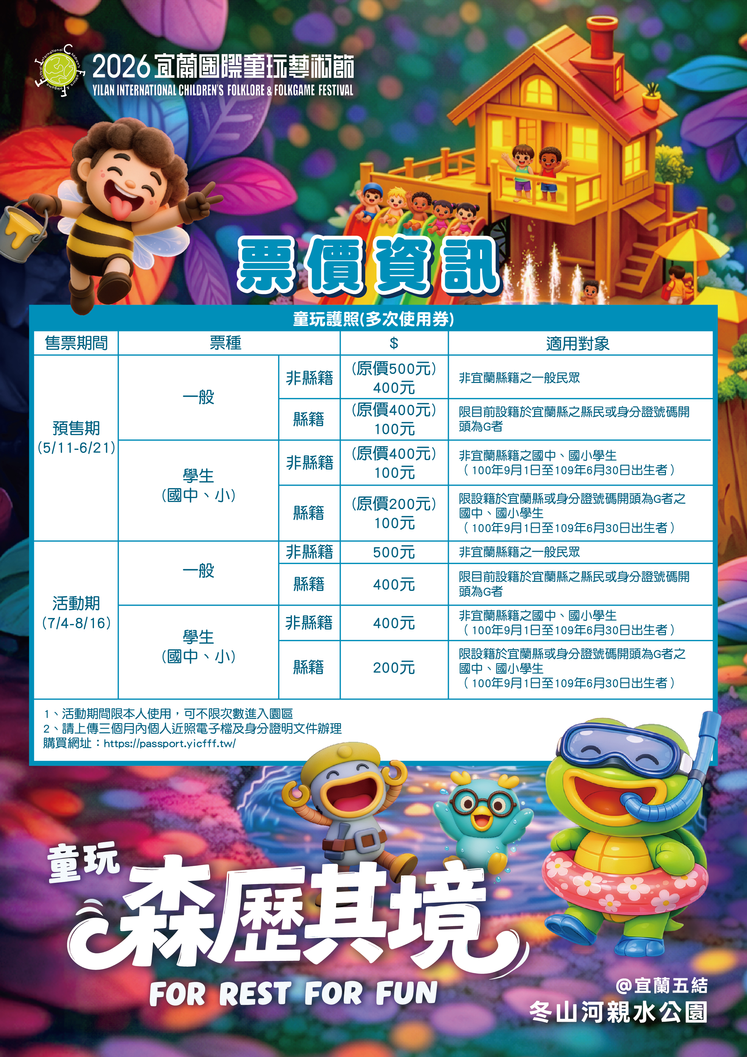 童玩護照11日開賣　全台國中小學生與宜蘭縣民不限次數入園、早鳥只要100元