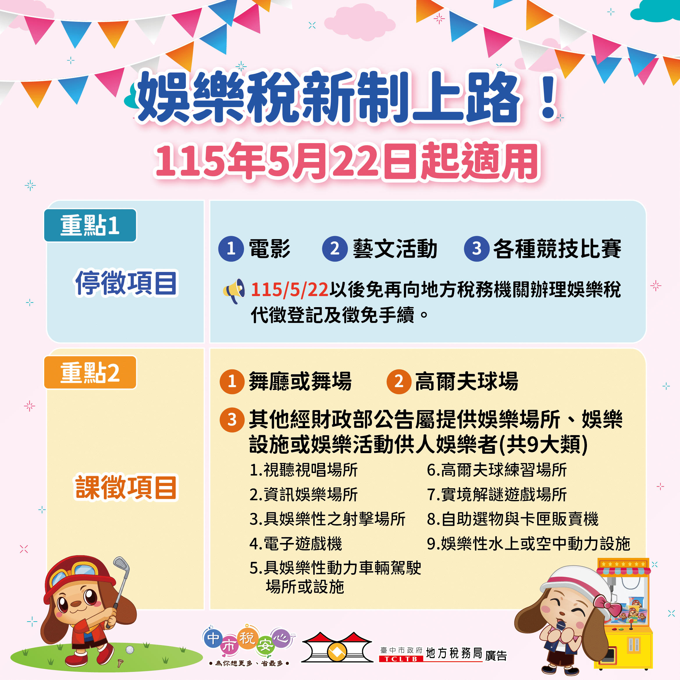 娛樂稅修法　中市地稅局曝免稅項目 提醒課稅業者注意申報時限