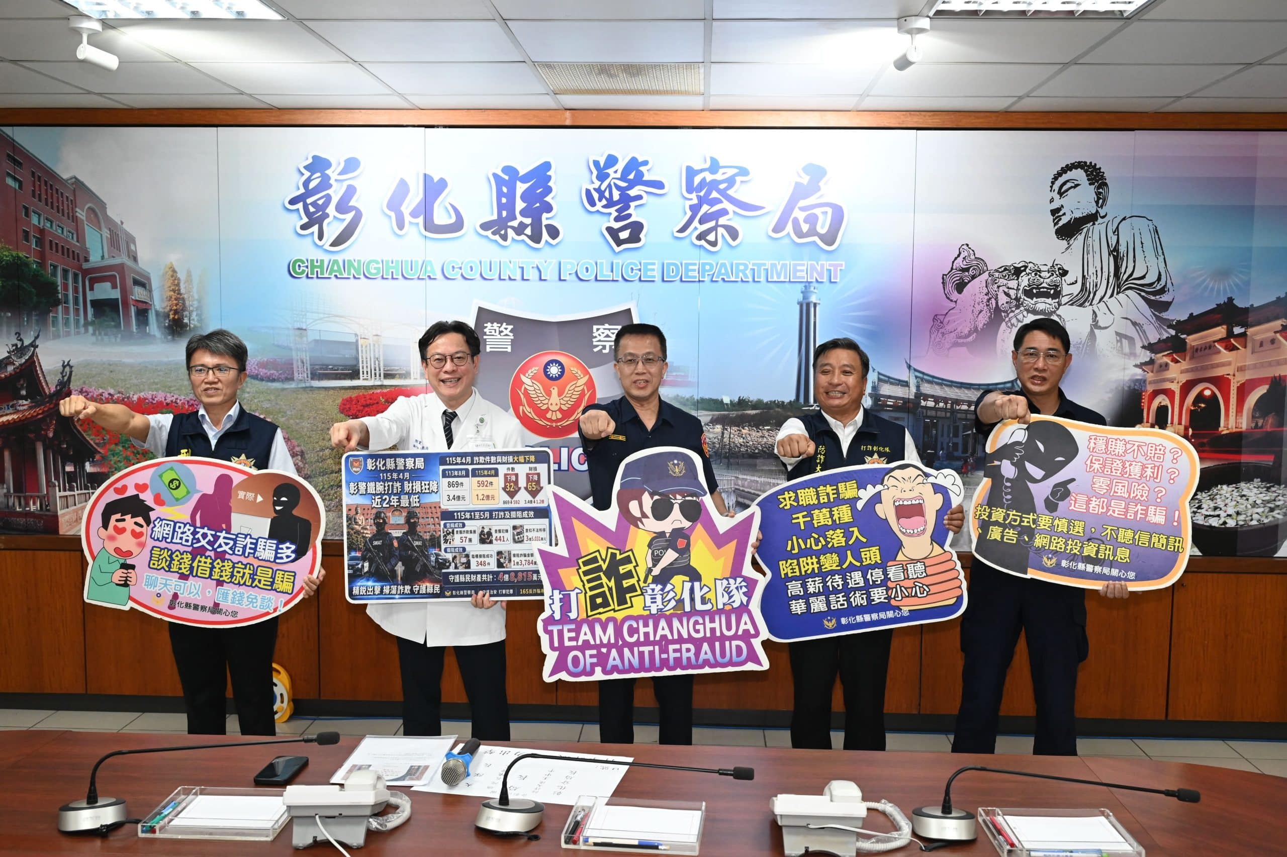 彰警打詐緝毒成果豐　詐欺財損近2年最低　邀醫師藝人一同宣導防詐