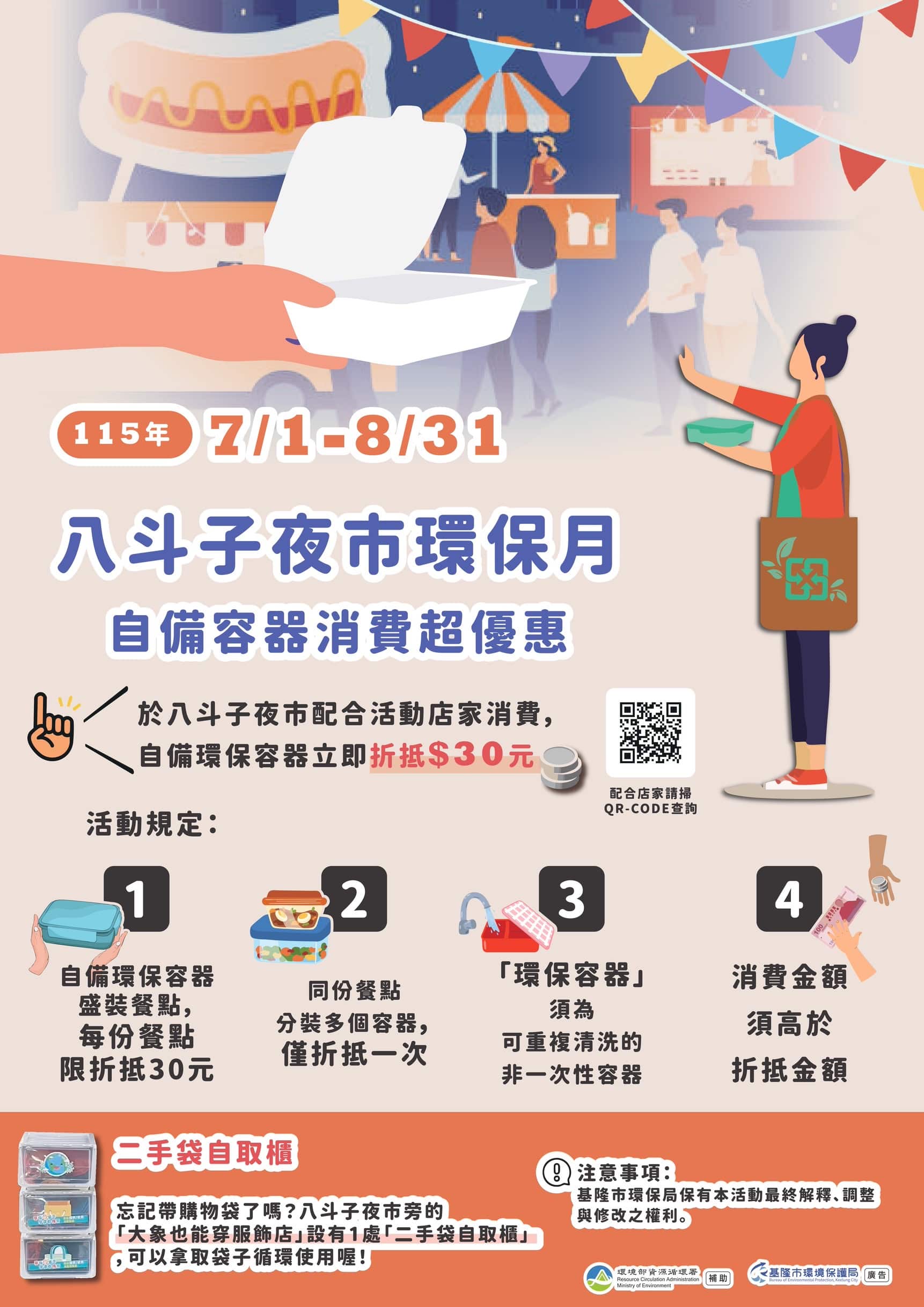 八斗子假日夜市環保月登場　帶環保容器消費現折30元