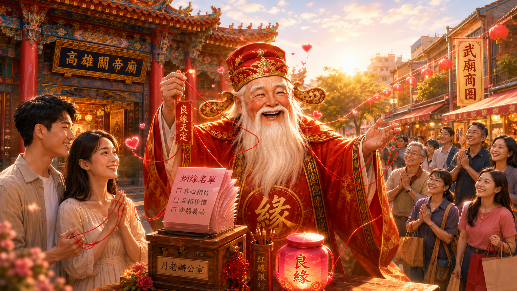 高雄武廟裡的月老超時工作 牽紅線也拚商圈 高雄武廟裡的月老超時工作 牽紅線也拚商圈
