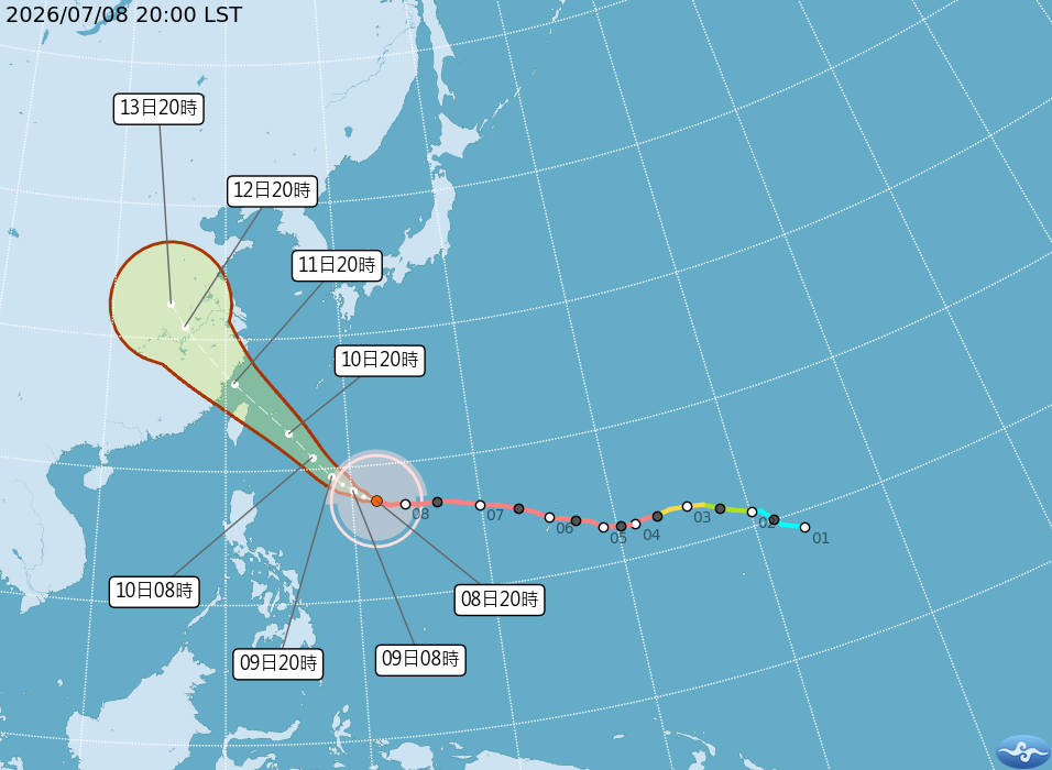 強颱巴威暴風圈達380公里 最快今午發海警 周五、周六風雨最猛