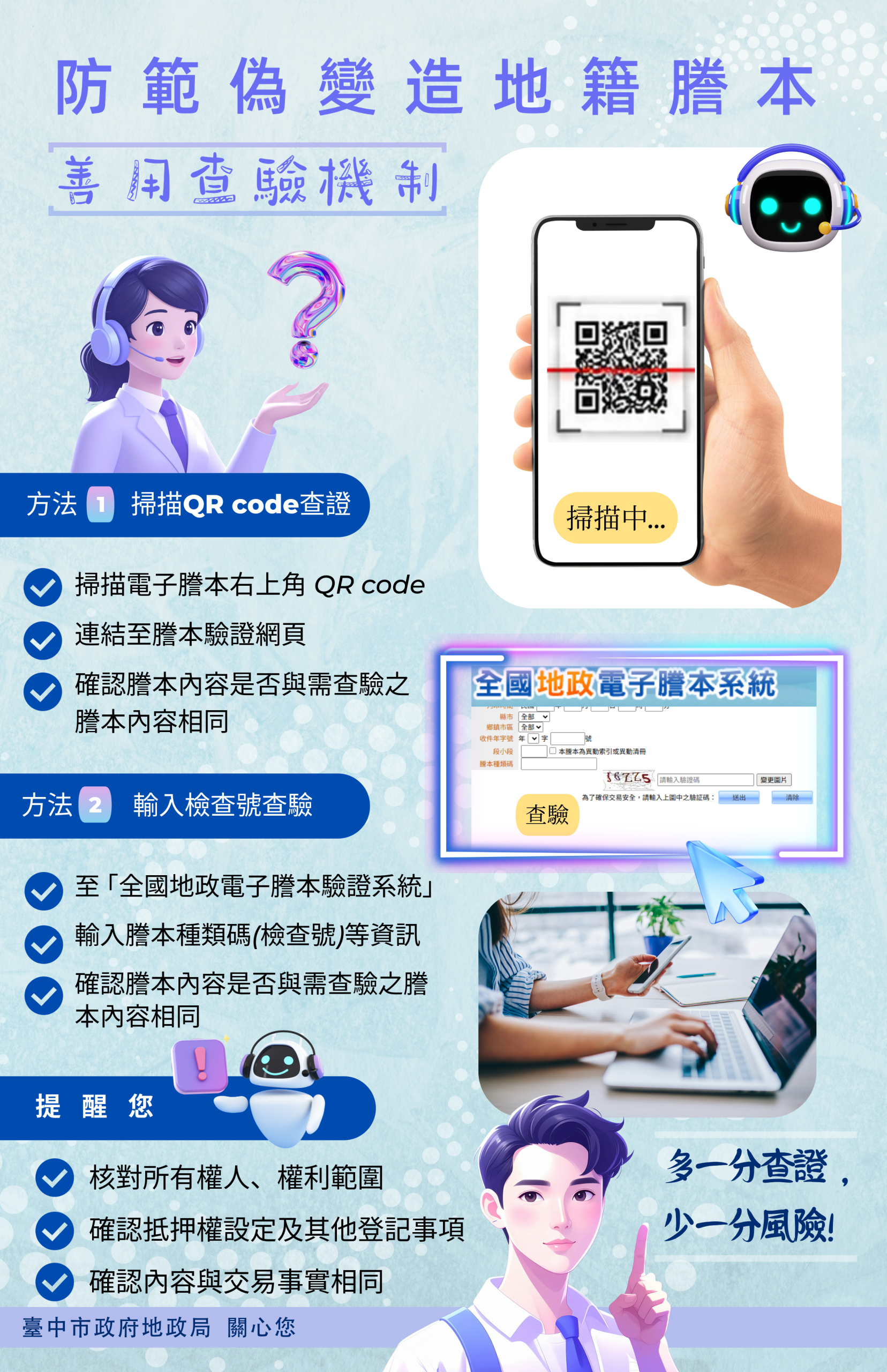 地籍謄本是真是假? QR Code一掃立即驗證 不讓詐騙有機可乘 地籍謄本是真是假? QR Code一掃立即驗證 不讓詐騙有機可乘