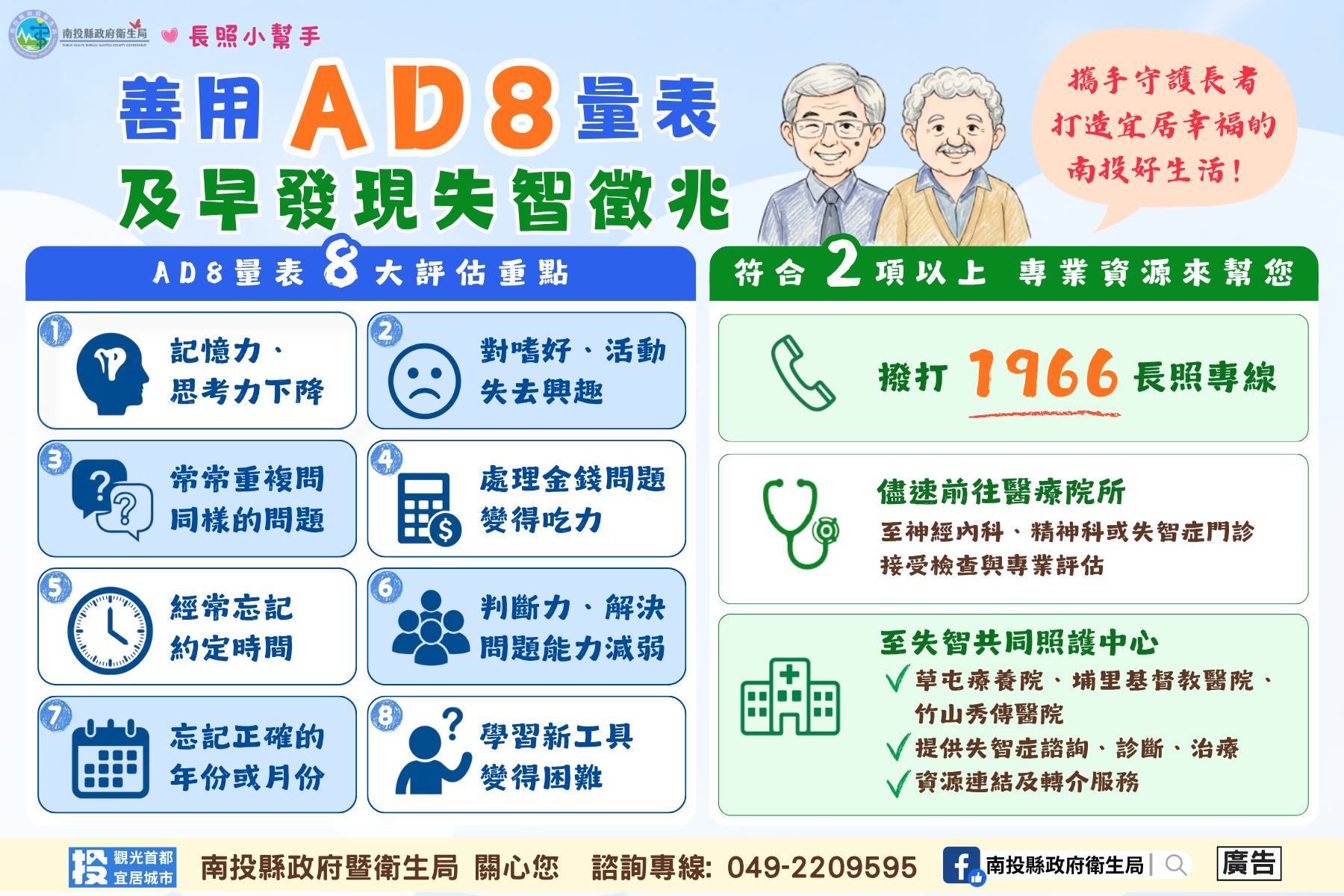 別把失智當老化! 善用AD8量表篩檢及早發現守護長者記憶力 別把失智當老化! 善用AD8量表篩檢及早發現守護長者記憶力